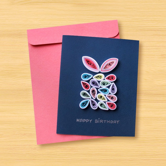 手工捲紙卡片：兔寶寶生日禮盒 B（生日卡、感謝卡、萬用卡） 第3張的照片