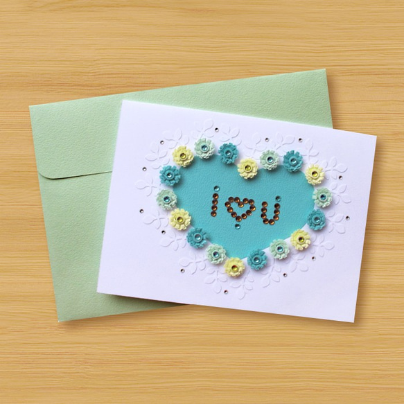 手工捲紙卡片：愛的花樣 I Love You_B（母親卡、情人卡、婚禮賀卡） 第3張的照片
