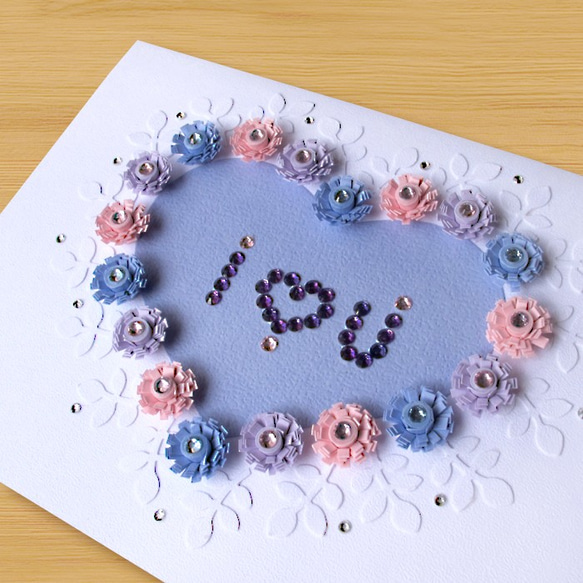 ハンドロールカード：愛I愛You_Cのムード（母カード、バレンタインカード、​​結婚式のグリーティングカード） 2枚目の画像