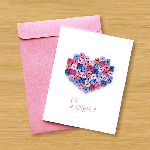 ハンドロール8ビットカード：ロマンチックな愛のモザイク（バースデーカード、バレンタインカード、​​マザーカード、結婚式のグリーテ 3枚目の画像