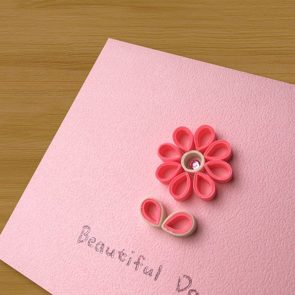 手工捲紙夜光卡片：溫暖小花 Beautiful Day＿B（母親卡、情人卡、生日卡） 第2張的照片