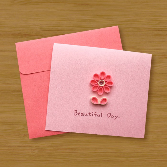 手工捲紙夜光卡片：溫暖小花 Beautiful Day＿B（母親卡、情人卡、生日卡） 第3張的照片