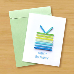 手工捲紙卡片：清涼夏天條紋生日禮盒 （生日卡、感謝卡、父親卡、情人卡） 第3張的照片