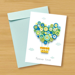 手工捲紙卡片：幸福愛熱氣球Forever Love_A（情人卡、生日卡、父親卡、婚禮賀卡） 第3張的照片