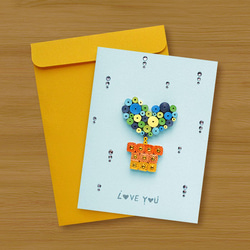 手工捲紙卡片：愛戀小盆栽 Love You_粉藍（生日卡、情人卡、父親卡、萬用卡） 第3張的照片