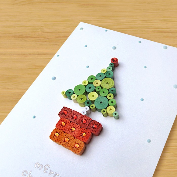 手工捲紙卡片：聖誕祝福小盆栽 merry christmas_C（聖誕卡、聖誕樹） 第2張的照片