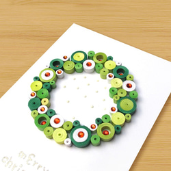 手工捲紙卡片：可愛泡泡聖誕祝福花圈_A（聖誕卡、聖誕節、聖誕花圈） 第2張的照片