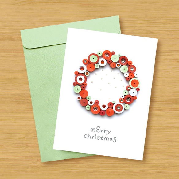 手工捲紙卡片：可愛泡泡聖誕祝福花圈_B（聖誕卡、聖誕節、聖誕花圈） 第3張的照片