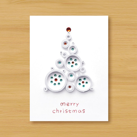 手工捲紙卡片：來自遠方的祝福，夢幻泡泡聖誕樹_A（聖誕卡、聖誕節、聖誕樹） 第1張的照片