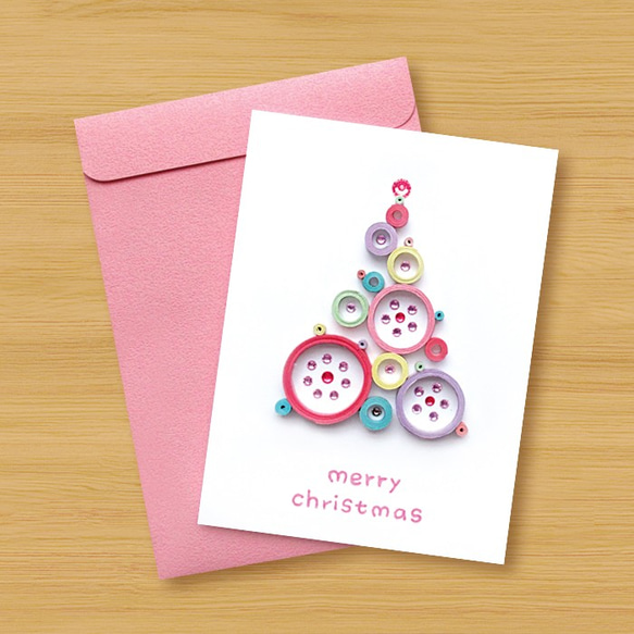 手工捲紙卡片：來自遠方的祝福，夢幻泡泡聖誕樹_F（聖誕卡、聖誕節、聖誕樹） 第3張的照片