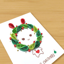 ハンドロールカード：かわいいクリスマスのウサギ_A（クリスマスカード、クリスマス、ウサギ） 3枚目の画像
