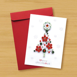 手作り紙ロールカード：雪国クリスマスtree_A（クリスマスカード、クリスマス、クリスマスツリー） 3枚目の画像