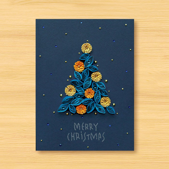 手作りの圧延紙カード：Starry Sky Series_Flowers and Christmas Trees（Christm 1枚目の画像