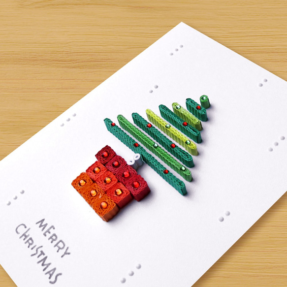 手作りロール紙カード：クリスマスウィッシュスモールポットメリークリスマス_J（クリスマスカード、クリスマスツリー） 2枚目の画像