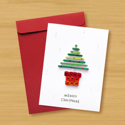 手作りロール紙カード：クリスマスウィッシュスモールポットメリークリスマス_J（クリスマスカード、クリスマスツリー） 3枚目の画像