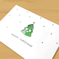 手作りの光るカード：小さなクリスマスツリーB（クリスマスカード、クリスマス） 2枚目の画像
