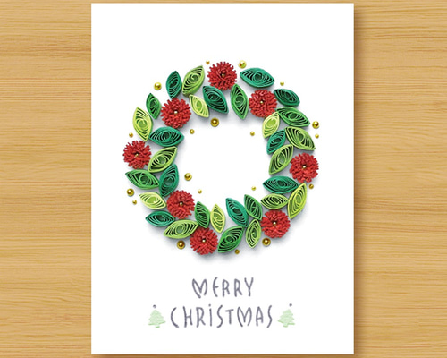 Kintaro　クリスマスカード　リース クリスマスリース | 小倉マユコ | イラスト挨拶状のダウンロード