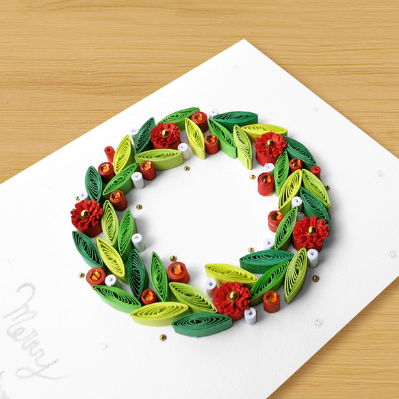 手作りのロール紙カード：afar_Christmas Wreath A（クリスマスカード）からのクリスマスの願い 2枚目の画像