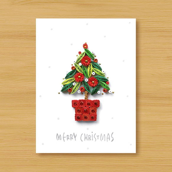 手工捲紙卡片：來自遠方的聖誕祝福_聖誕小盆栽 A （聖誕卡） 第1張的照片