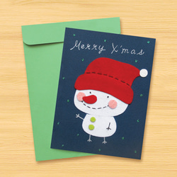 手作りカード：目を細めた笑顔の雪だるまB（クリスマスカード、クリスマス） 3枚目の画像