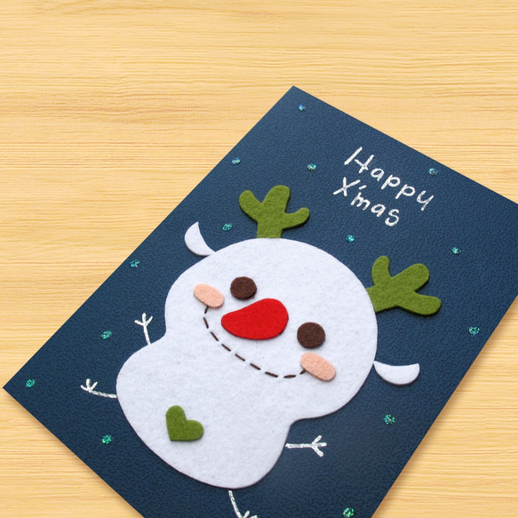 手工卡片：麋鹿雪人 B（聖誕卡、聖誕節） 第2張的照片