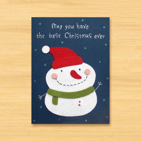 手工卡片：瞇瞇眼微笑雪人 A（聖誕卡、聖誕節） 第1張的照片