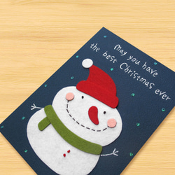 手工卡片：瞇瞇眼微笑雪人 A（聖誕卡、聖誕節） 第2張的照片