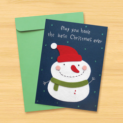 手工卡片：瞇瞇眼微笑雪人 A（聖誕卡、聖誕節） 第3張的照片