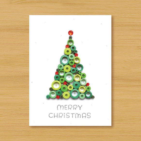 手工捲紙卡片：來自遠方的祝福，小圈圈聖誕樹（聖誕卡） 第1張的照片