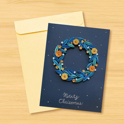 手作りのロール紙カード：星空シリーズ-ロマンチックな花とクリスマスシーズン-クリスマスリース 3枚目の画像