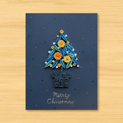 手作りのロール紙カード：星空シリーズ-ロマンチックな花とクリスマスシーズン-クリスマス小さな鉢植え 1枚目の画像