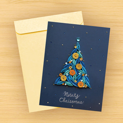手作りのロール紙カード：星空シリーズ-ロマンチックな花とクリスマスシーズン-クリスマスツリー 3枚目の画像