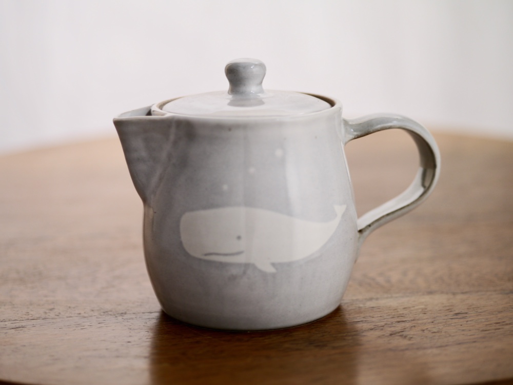 茶器ポット 雲紋蓋 【手作り・新品】紫釉陶器急須