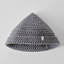 KR04手編みの栗のとがった帽子-グレー 3枚目の画像
