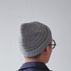 KR04手編みの栗のとがった帽子-グレー 8枚目の画像
