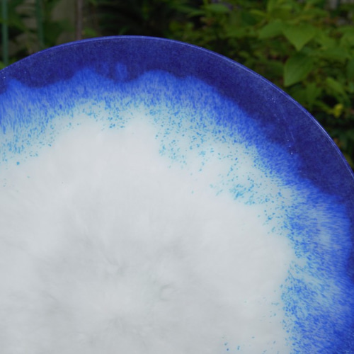 幻のガラス工芸パートドヴェール技法で制作した 青と白の