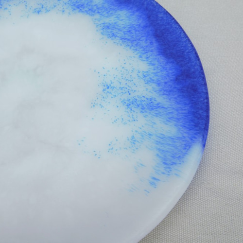 幻のガラス工芸パートドヴェール技法で制作した 青と白の