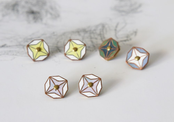 Window decor enamel star-shaped earrings / 七宝焼イアリング 2枚目の画像