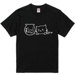 ネコTシャツ うずうずねこTシャツ ブラック 綿100％ 100～XXL