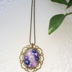 紫パールの葡萄風ネックレス 3枚目の画像