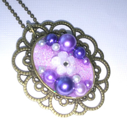 紫パールの葡萄風ネックレス 4枚目の画像