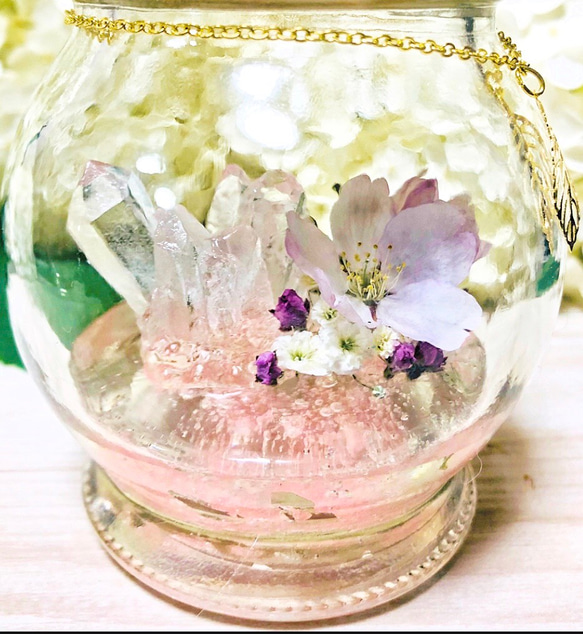 Special Crystal… Cherry blossom 水晶と本物の桜【受注製作】 2枚目の画像
