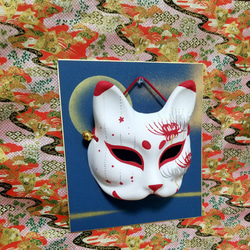 【送料込み】狐 お面 狐面 コスプレ 和風 着物 壁飾り 祭 舞台 商売繁盛 ハロウィン 3枚目の画像