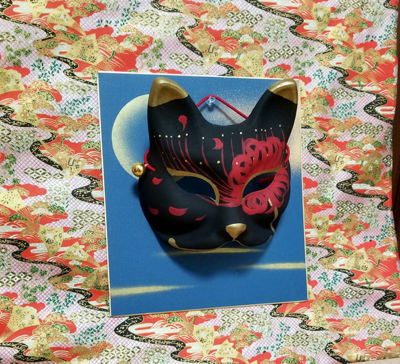 【送料込み】狐 お面 狐面 コスプレ 和風 着物 壁飾り 祭 舞台 商売繁盛 ハロウィン 2枚目の画像