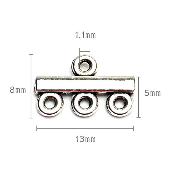 30個 接続金具 mt258 中間バー 連バー 3穴 13mm×8mm カン付き DIY 材料 チャーム 3枚目の画像