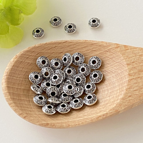 メタルビーズ 40個 MT179 アクセサリー パーツ 6mm スペーサー 金具 