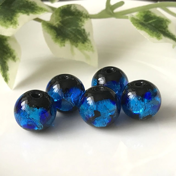 とんぼ玉/ガラスビーズ /5個/7mm/da34/ブルー/トンボ玉/ホタル玉