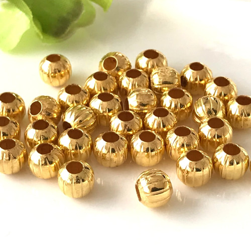 メタル ビーズ 60個 MT142 スペーサー 約6mm ゴールド