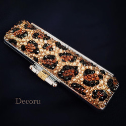 スワロフスキーデコレーション印鑑ケース (レオパード) はんこ