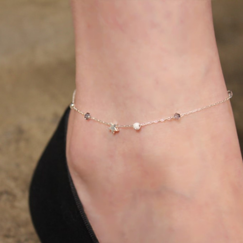 アンクレット　スター ◇hippie◇Mini Star│Swarovski Crystal & Silver Bracelet